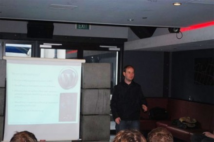 Me presenting my talk at South Bar