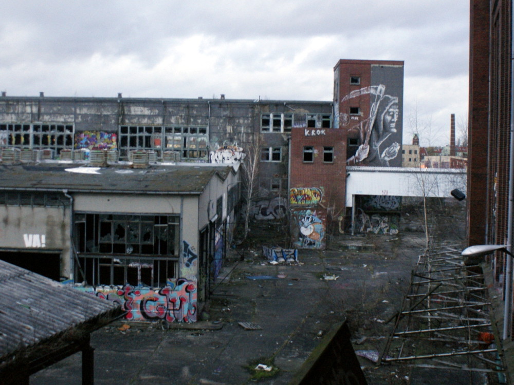 View out window of Bärenquell brewery in Berlin
