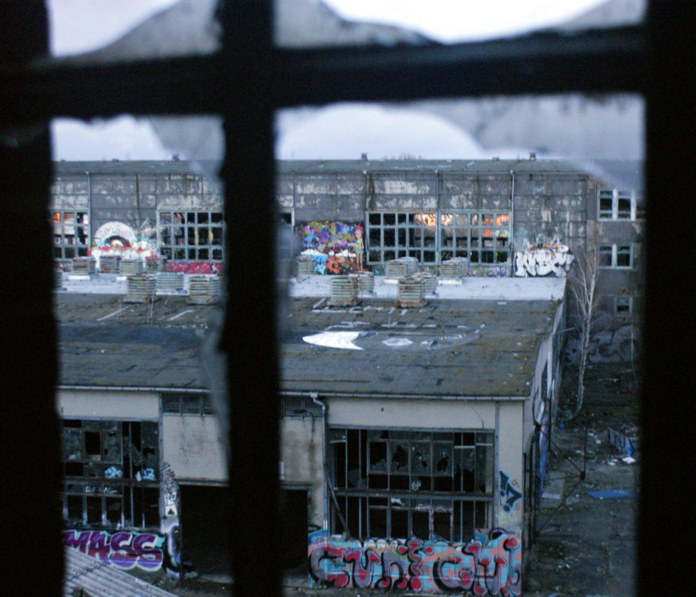 View out window of Bärenquell brewery in Berlin