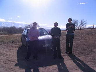 Jane, Kara and Sarah in front of the former Matt Mobile