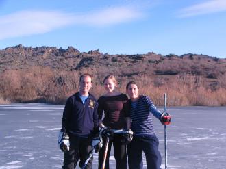 Ryan, Sarah and Jane on the Manorburn Dam