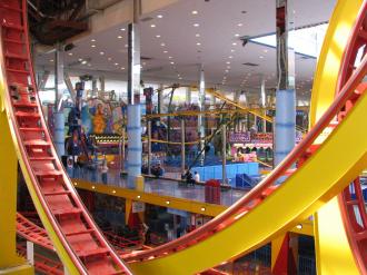 The roller coaster in the West Edmonton Mall.